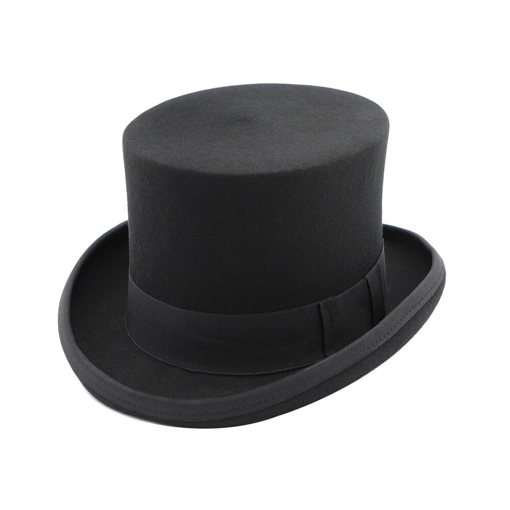 8306 Top Hats Wool Tall Top Hat Satin Lined Party Dress Hat Black Topper